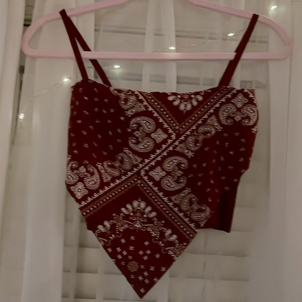 Burgundy handkerchief top